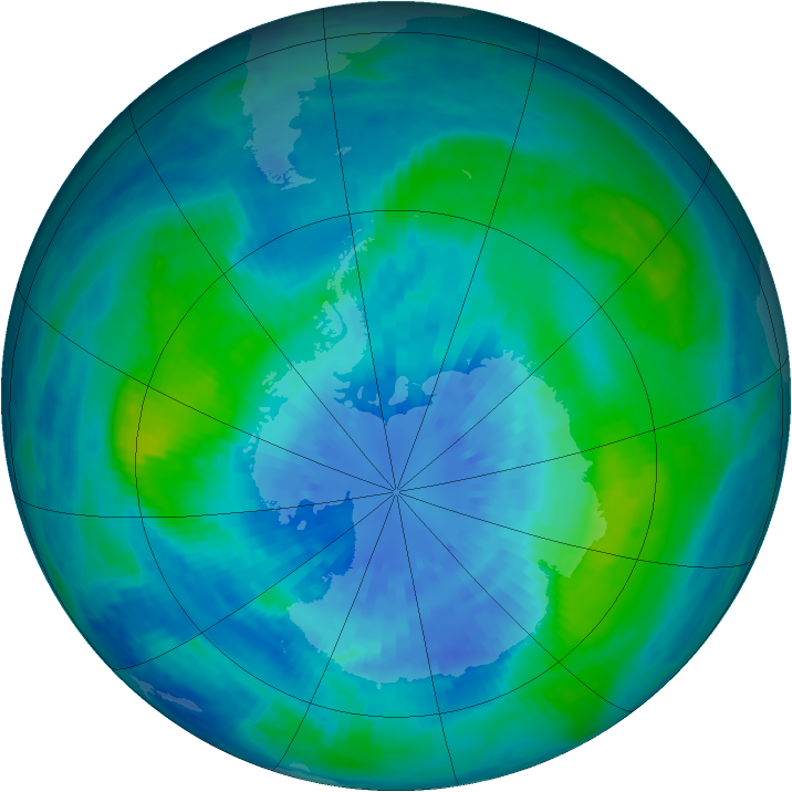 Antarctic ozone map for 26 March 2001